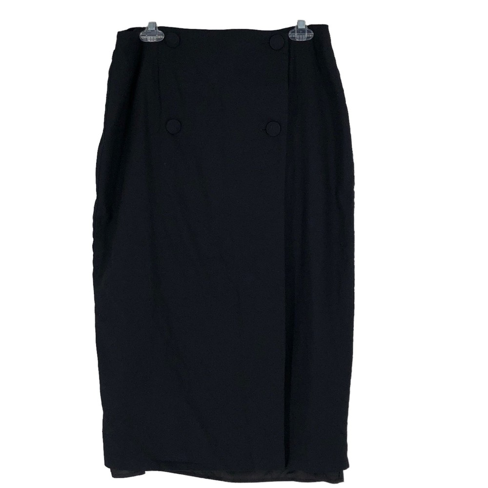 Vintage 1990s Elmora Pencil Wrap Skirt w/Covered Buttons in 2 Rows SZ 18 Career